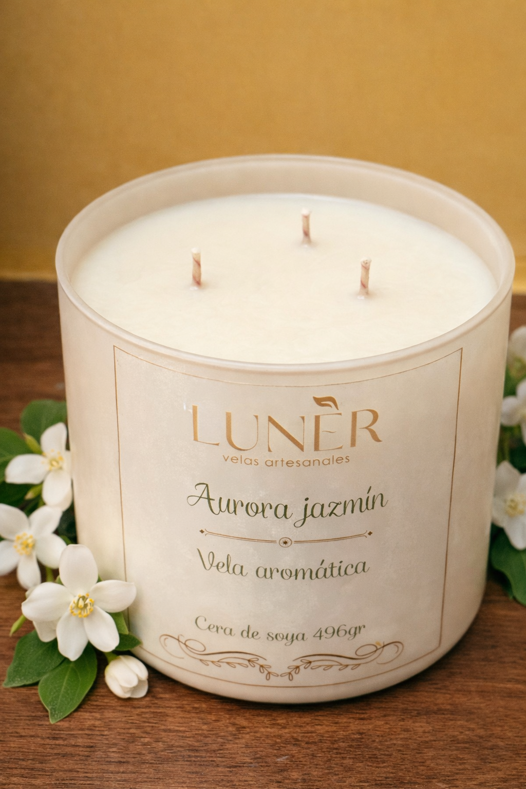 Vela Aromática de Jazmín 500gr - Relajación y Aroma Floral Duradero