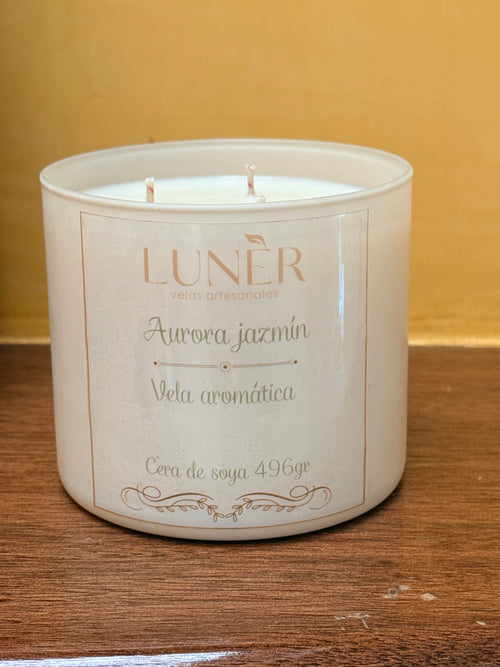 Vela Aromática de Jazmín 500gr - Relajación y Aroma Floral Duradero