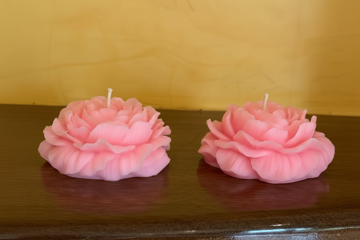 Dúo de Velas Flor Peonía - Lavanda y Jazmín / Aromáticas y Artesanales
